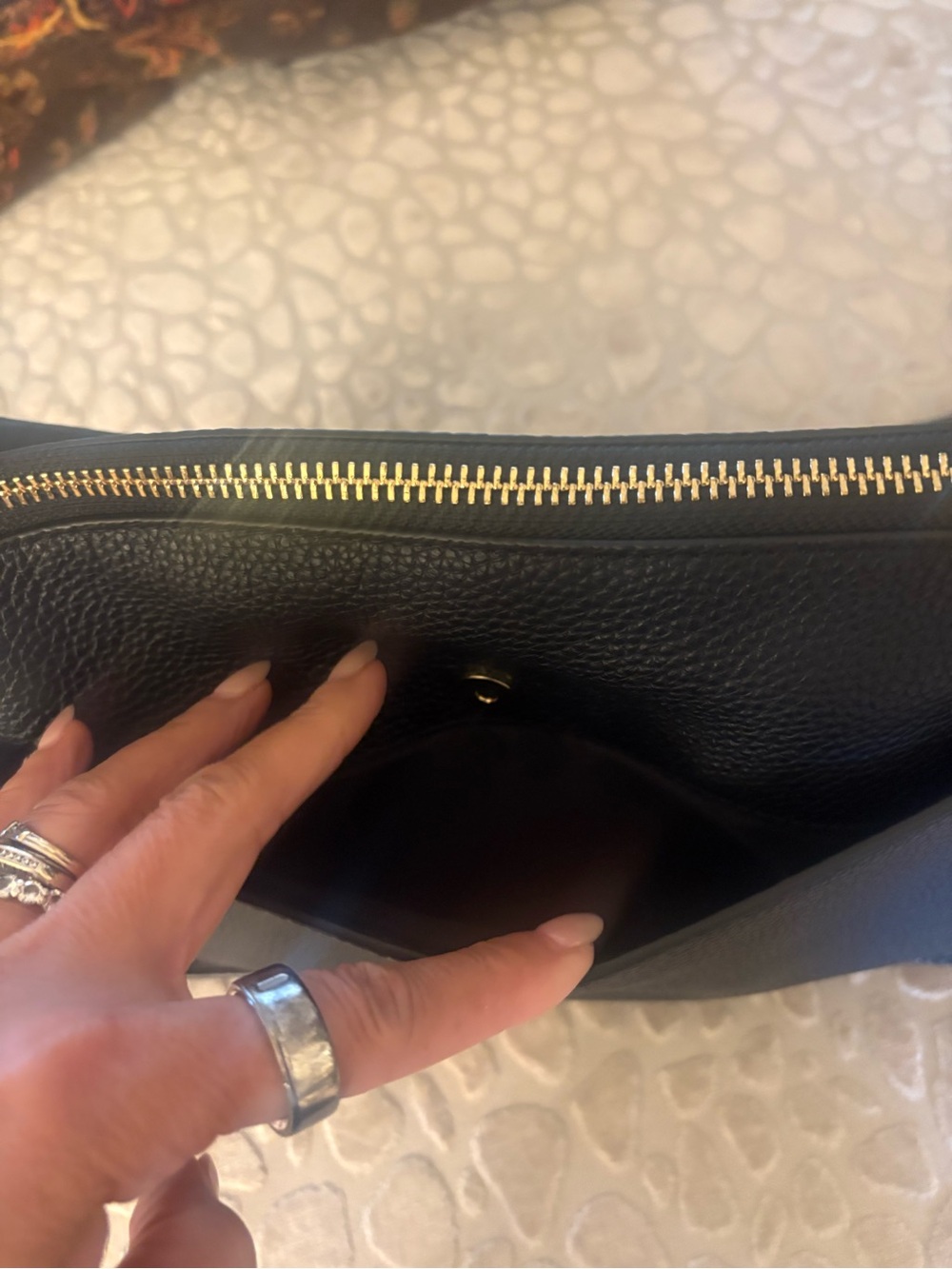 Rebecca Minkoff Black Leather Shoulder Bag with Gold Hardware - Picture 4 of 8